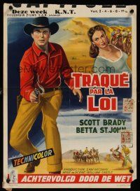 8j657 LAW VS. BILLY THE KID Belgian '55 artwork of cowboy Scott Brady, Betta St. John!