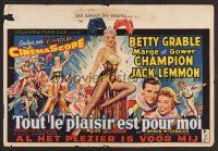 8j735 THREE FOR THE SHOW Belgian '54 artwork of sexy Betty Grable, Jack Lemmon!