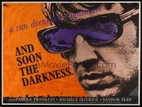 8j233 AND SOON THE DARKNESS British quad '70 cool art of victim in killer's sunglasses!