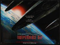 8j273 INDEPENDENCE DAY DS British quad '96 image of enormous alien ships over Earth!