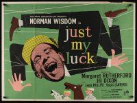 8j275 JUST MY LUCK British quad '57 wacky artwork of Norman Wisdom!