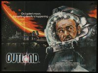 8j287 OUTLAND British quad '81 cool totally different artwork of Sean Connery!