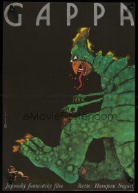 8j183 GAPPA, THE TRIPHIBIAN MONSTER Czech 11x16 '86 Daikyoju Gappa, wild Hlavati art of monster!