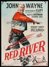 8j407 RED RIVER Danish R60s different artwork of John Wayne, Montgomery Clift, Howard Hawks!