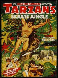 8j424 TARZAN'S HIDDEN JUNGLE Danish R70s cool Jorgensen artwork of Gordon Scott as Tarzan!
