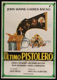8j141 SHOOTIST Spanish poster '77 best Richard Amsel artwork of cowboy John Wayne & cast!