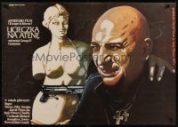 8j505 ESCAPE TO ATHENA Polish 27x38 '80 Ploza-Dolinski art of Telly Savalas & armed statue!