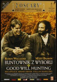 8j510 GOOD WILL HUNTING Polish 27x38 '97 great image of smiling Matt Damon & Robin Williams!
