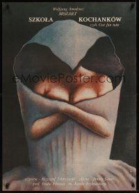 8j544 SCHOOL OF LOVERS Polish 27x38 '87 bizarre Rosocha art of hooded woman!