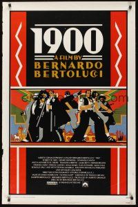 8k006 1900  1sh '77 directed by Bernardo Bertolucci, Robert De Niro, cool Doug Johnson art!