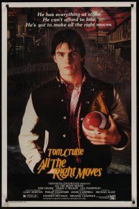 8k023 ALL THE RIGHT MOVES  1sh '83 close up of high school football player Tom Cruise!