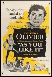 8k036 AS YOU LIKE IT  1sh R49 Sir Laurence Olivier in William Shakespeare's romantic comedy!