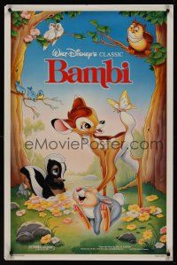 8k048 BAMBI  1sh R88 Walt Disney cartoon deer classic, great art with Thumper & Flower!
