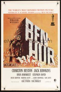 8k055 BEN-HUR  1sh R74 Charlton Heston, William Wyler classic religious epic, cool chariot art!
