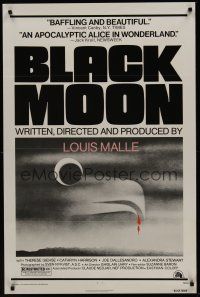 8k066 BLACK MOON  1sh '75 Louis Malle, Therese Giehse, cool surreal artwork!