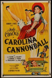 8k094 CAROLINA CANNONBALL  1sh '55 wacky art of Judy Canova, sci-fi comedy!