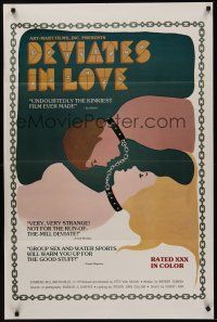 8k142 DEVIATES IN LOVE  1sh '70s wild art of masochist lovers chained together by collars!