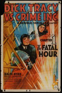 8k147 DICK TRACY VS. CRIME INC. chapter 1 1sh '41 cool art of detective Ralph Byrd, the Fatal Hour!