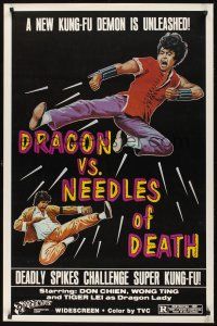 8k158 DRAGON VS NEEDLES OF DEATH  1sh R81 martial arts artwork, a new kung-fu demon is unleashed!