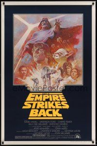 8k175 EMPIRE STRIKES BACK  1sh R81 George Lucas sci-fi classic, cool artwork by Tom Jung!