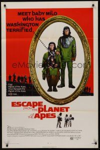 8k185 ESCAPE FROM THE PLANET OF THE APES  1sh '71 meet Baby Milo who has Washington terrified!