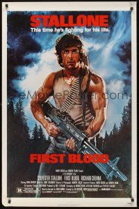 8k205 FIRST BLOOD  1sh '82 artwork of Sylvester Stallone as John Rambo by Drew Struzan!