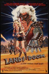 8k321 LAND OF DOOM int'l 1sh '86 wild artwork of sci-fi warriors!