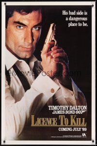 8k340 LICENCE TO KILL teaser 1sh '89 Timothy Dalton as James Bond, he's out for revenge!