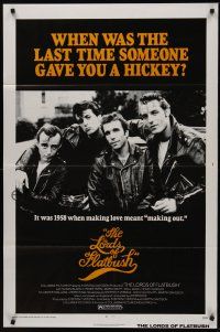 8k351 LORDS OF FLATBUSH  1sh R77 cool portrait of Fonzie, Rocky, & Perry as greasers in leather!