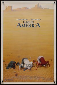 8k352 LOST IN AMERICA  1sh '85 great Lettick art of Albert Brooks & Julie Hagerty w/heads in sand!
