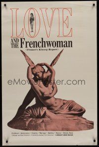 8k353 LOVE & THE FRENCHWOMAN  1sh '61 France's Kinsey Report, romantic artwork!