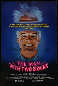 8k368 MAN WITH TWO BRAINS  1sh '83 wacky world famous surgeon Steve Martin performs brain surgery!