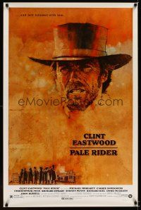 8k437 PALE RIDER  1sh '85 great artwork of cowboy Clint Eastwood by C. Michael Dudash!