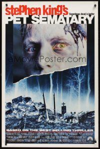8k444 PET SEMATARY  1sh '89 Stephen King's best selling thriller, cool graveyard image!