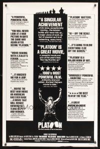 8k451 PLATOON reviews 1sh '86 Oliver Stone, Tom Berenger, Willem Dafoe, Vietnam War!