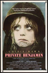 8k462 PRIVATE BENJAMIN  1sh '81 funny image of depressed military soldier Goldie Hawn!