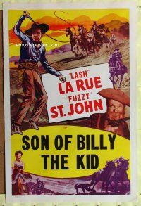 8k551 SON OF BILLY THE KID stock 1sh R50s Lash La Rue & Al 'Fuzzy' St. John!