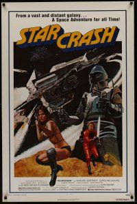8k562 STARCRASH  1sh '79 John Solie sci-fi art of sexy near-naked Caroline Munro & Marjoe Gortner!