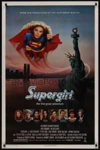 8k582 SUPERGIRL  1sh '84 super Helen Slater in costume flying over Statue of Liberty!
