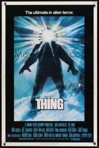 8k609 THING reg 1sh '82 John Carpenter, cool sci-fi horror art, the ultimate in alien terror!