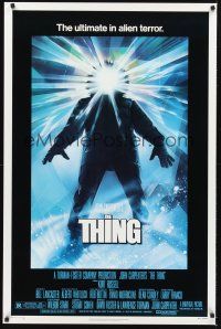 8k608 THING new credit 1sh '82 John Carpenter, cool sci-fi horror art, the ultimate in alien terror
