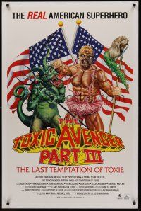 8k626 TOXIC AVENGER PART III video 1sh '89 Troma super-hero from New Jersey tackling trouble!