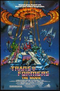 8k628 TRANSFORMERS THE MOVIE  1sh '86 animated robot action cartoon, cool sci-fi artwork!