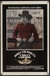 8k644 URBAN COWBOY  1sh '80 great image of John Travolta in cowboy hat bull riding at bar!