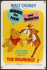 8k673 WINNIE THE POOH & TIGGER TOO  1sh '74 Walt Disney, characters created by A.A. Milne!
