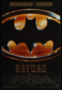 8m064 BATMAN 1sh '89 Michael Keaton, Jack Nicholson, directed by Tim Burton!