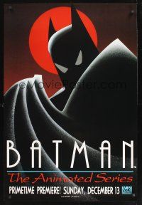 8m072 BATMAN: THE ANIMATED SERIES TV advance 1sh '92 DC Comics, cool artwork of the caped crusader!