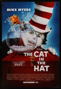 8m129 CAT IN THE HAT advance DS 1sh '03 Mike Myers, classic Dr. Seuss book!