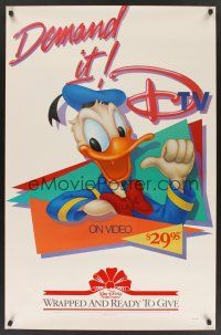8m194 DISNEY'S DTV video 1sh '84 Walt Disney, cool art of Donald Duck!