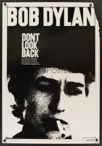 8m195 DON'T LOOK BACK 1sh R98 D.A. Pennebaker, super c/u of Bob Dylan with cigarette in mouth!